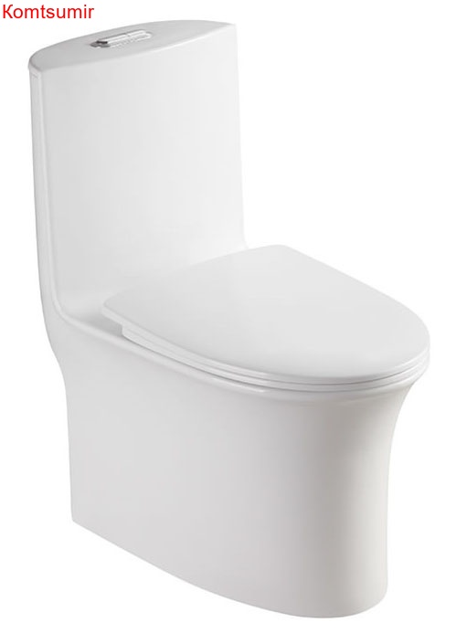 Унитаз моноблок Azario Luna 770x390x710 напольный, горизонтальный слив, сиденье дюропласт микролифт (AZ-1037)