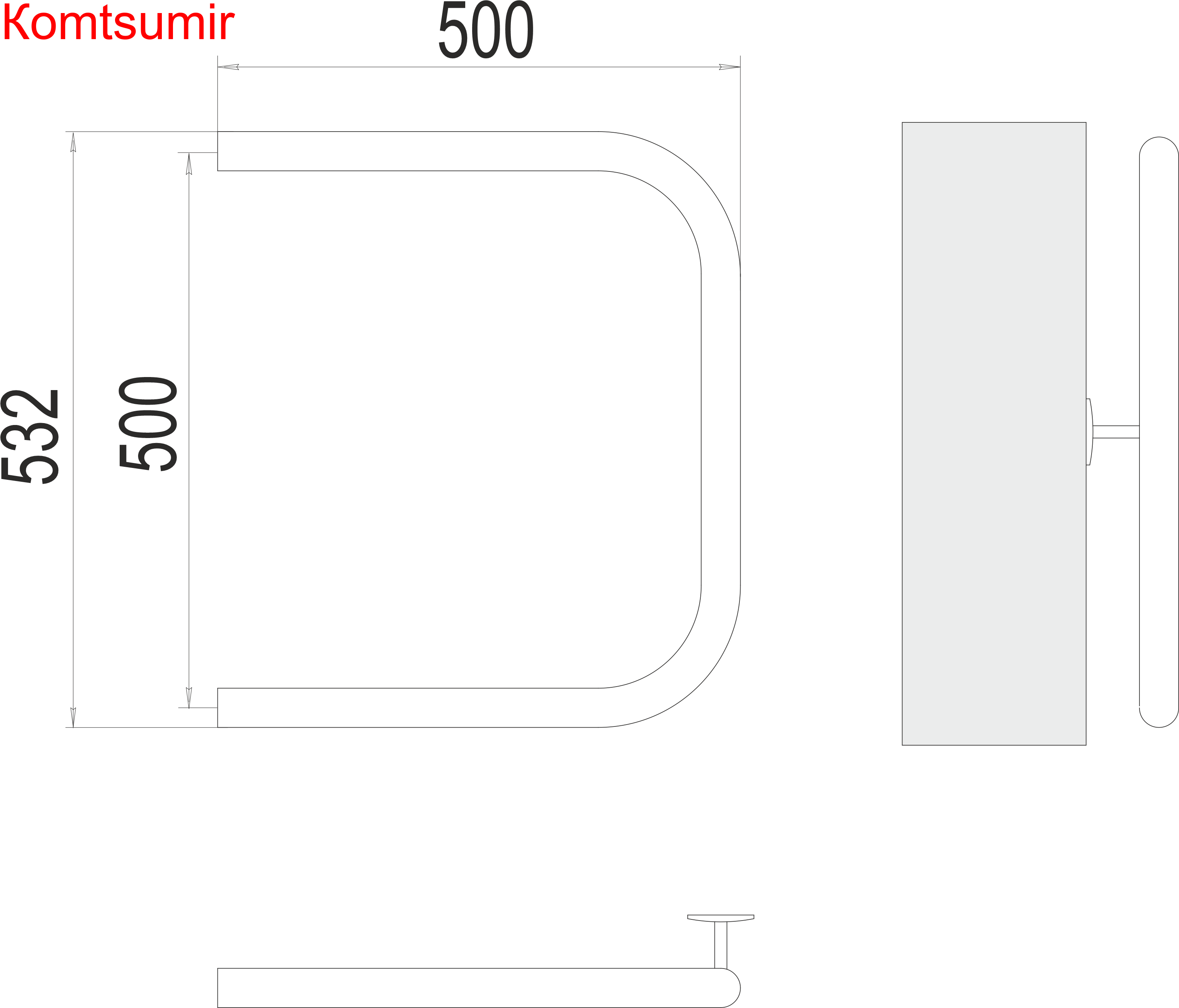 П-обр AISI 32х2 500х500 Полотенцесушитель  TERMINUS