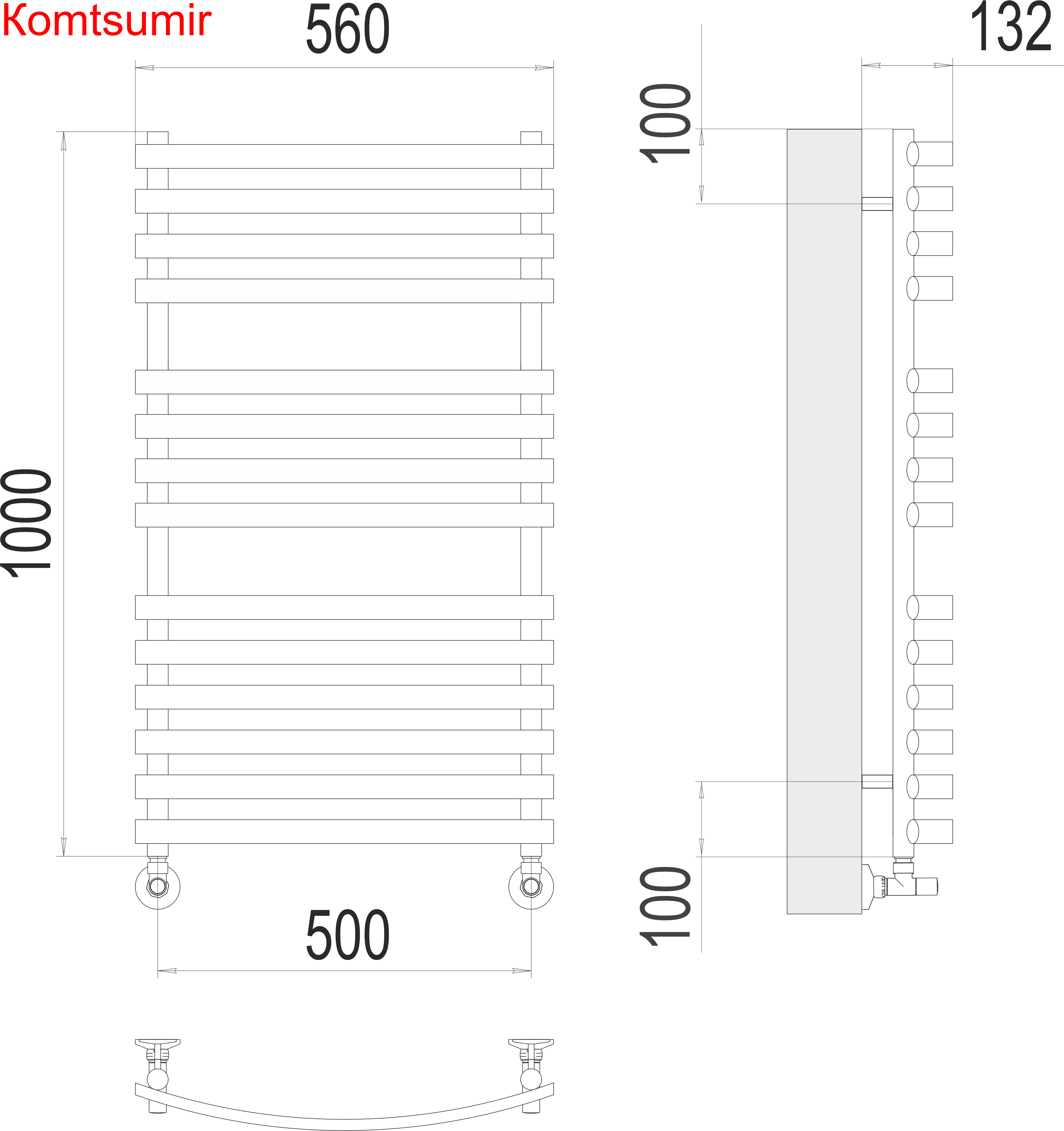 Капри П14 500х1000 Полотенцесушитель  TERMINUS