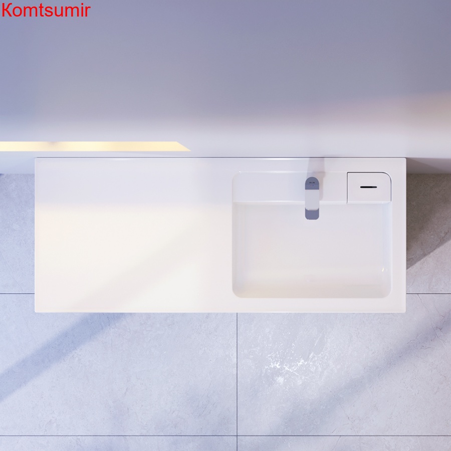 M85AWPR1201WG X-Joy, Раковина над стиральной машиной, литьевой мрамор, правая, 120 см, белый глянец