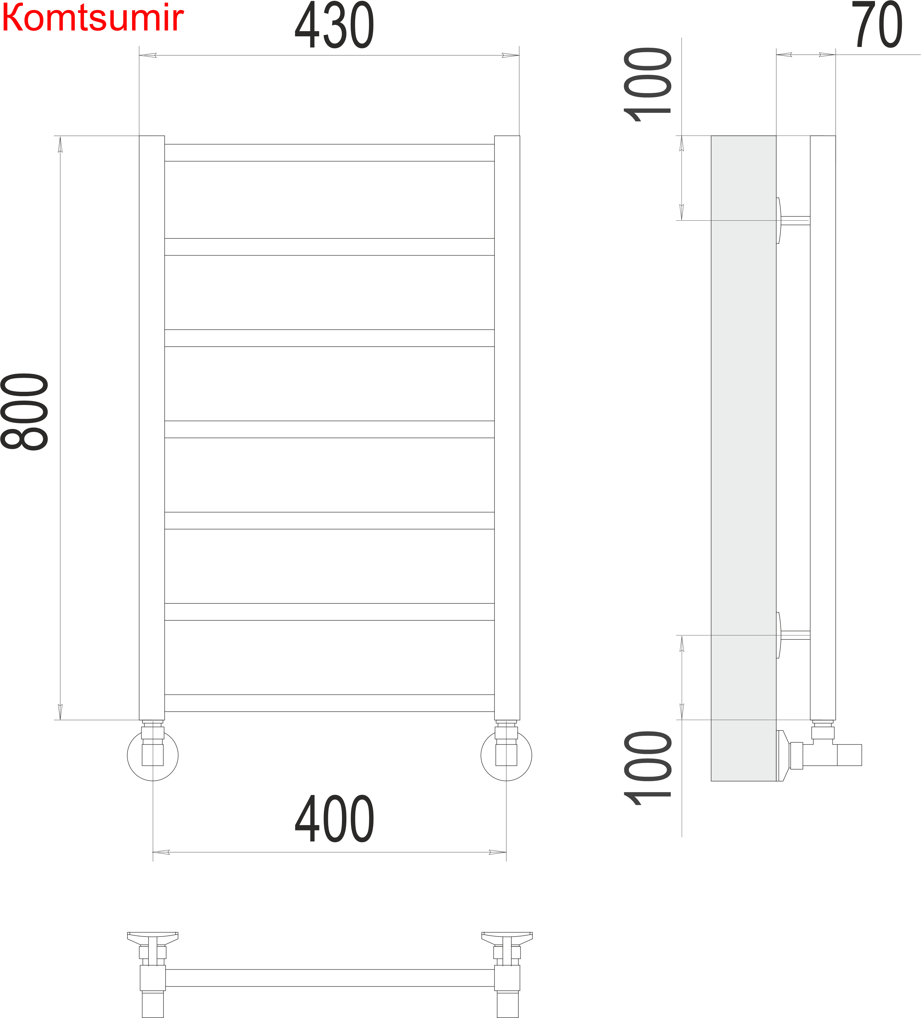 Контур П7 400х800 Полотенцесушитель  TERMINUS