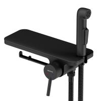 Damixa 773500301 Jupiter, смеситель монтируемый в стену с гиг. душем и полкой, черный