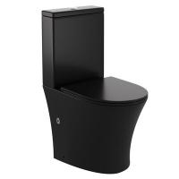 Унитаз-компакт безободковый HOLLER SIT MB (620*370*820мм, сиденье дюропласт с микролифтом, арматура 2-х режимная)  (2 места) черный матовый