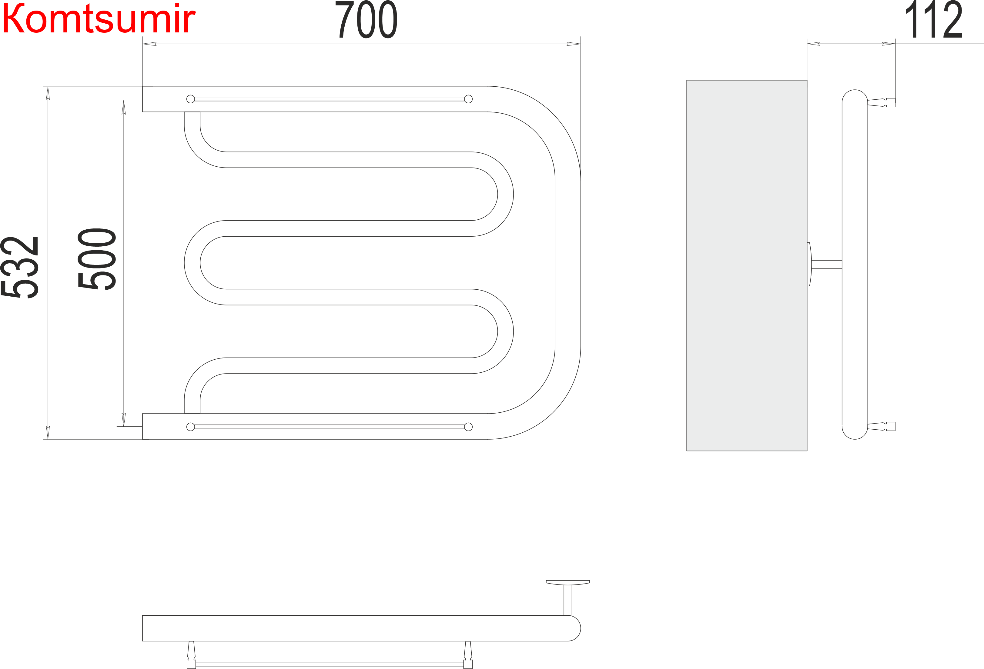 Фокстрот БШ 500х700 Полотенцесушитель  TERMINUS