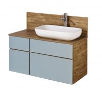 Тумба под раковину AQUATON Мишель 80 NEW подвесная, без столешницы Дуб Рустикальный/Фьорд (1A256801MIX30)