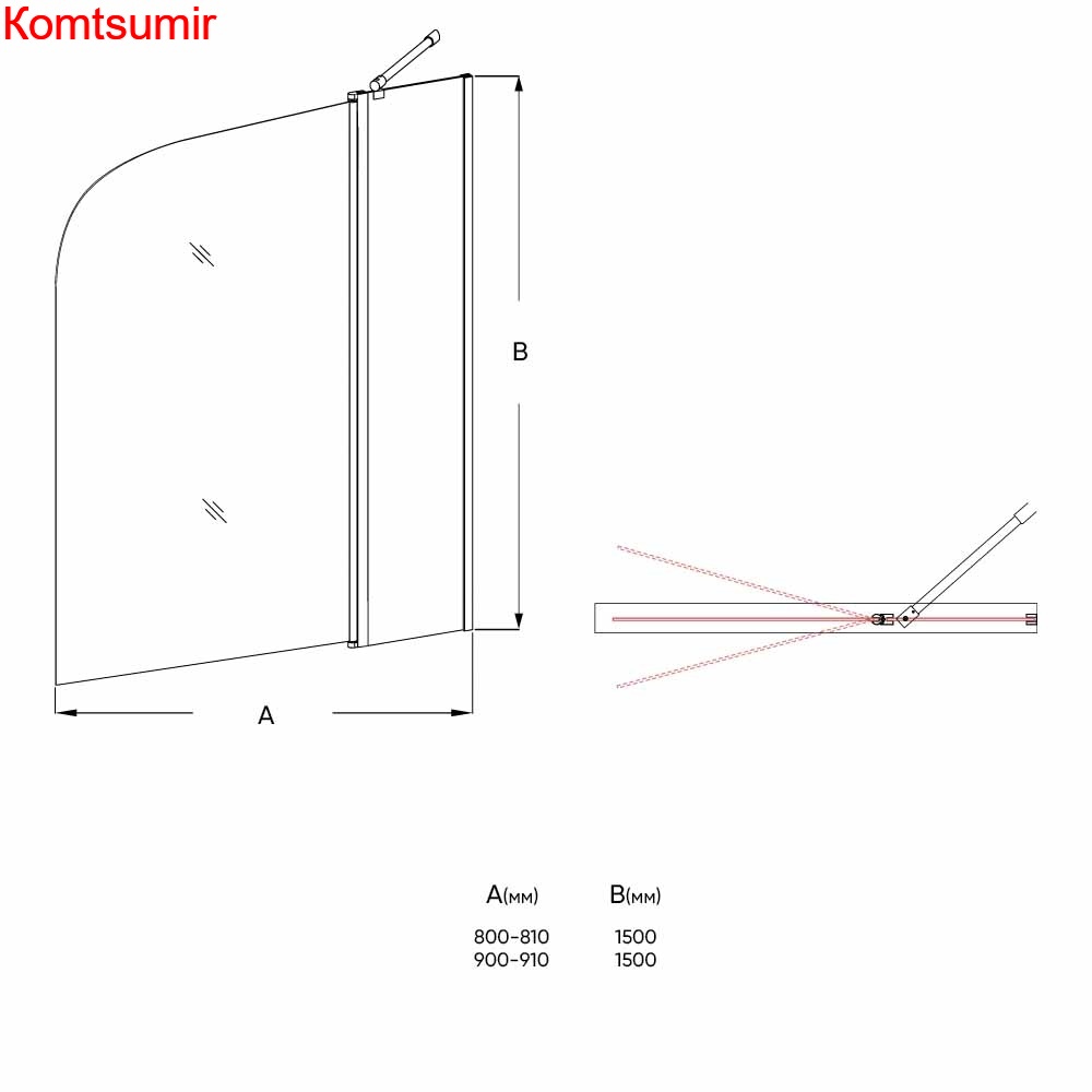 Шторка на ванну Veconi PL-81 90*150