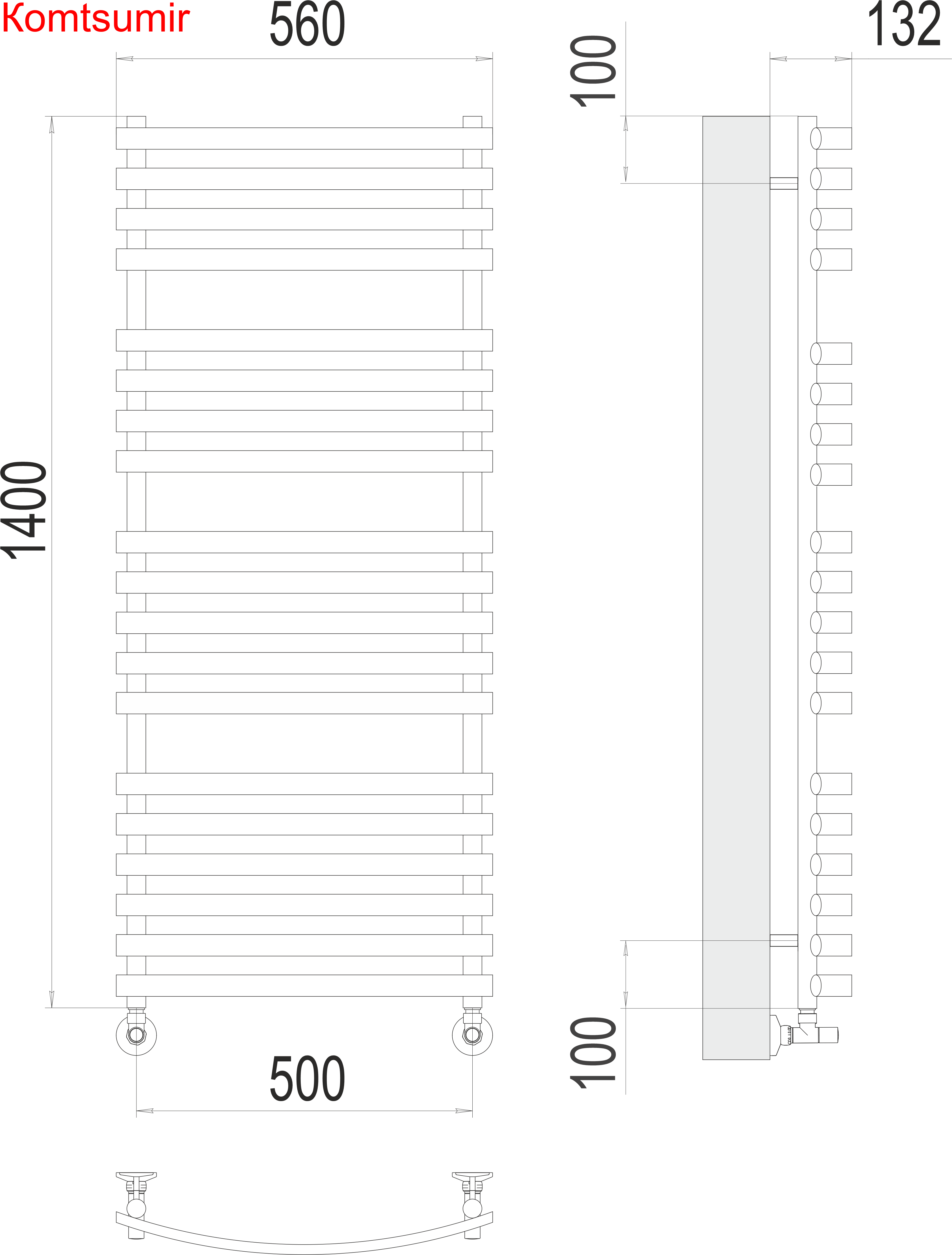 Капри П19 500х1400 Полотенцесушитель  TERMINUS