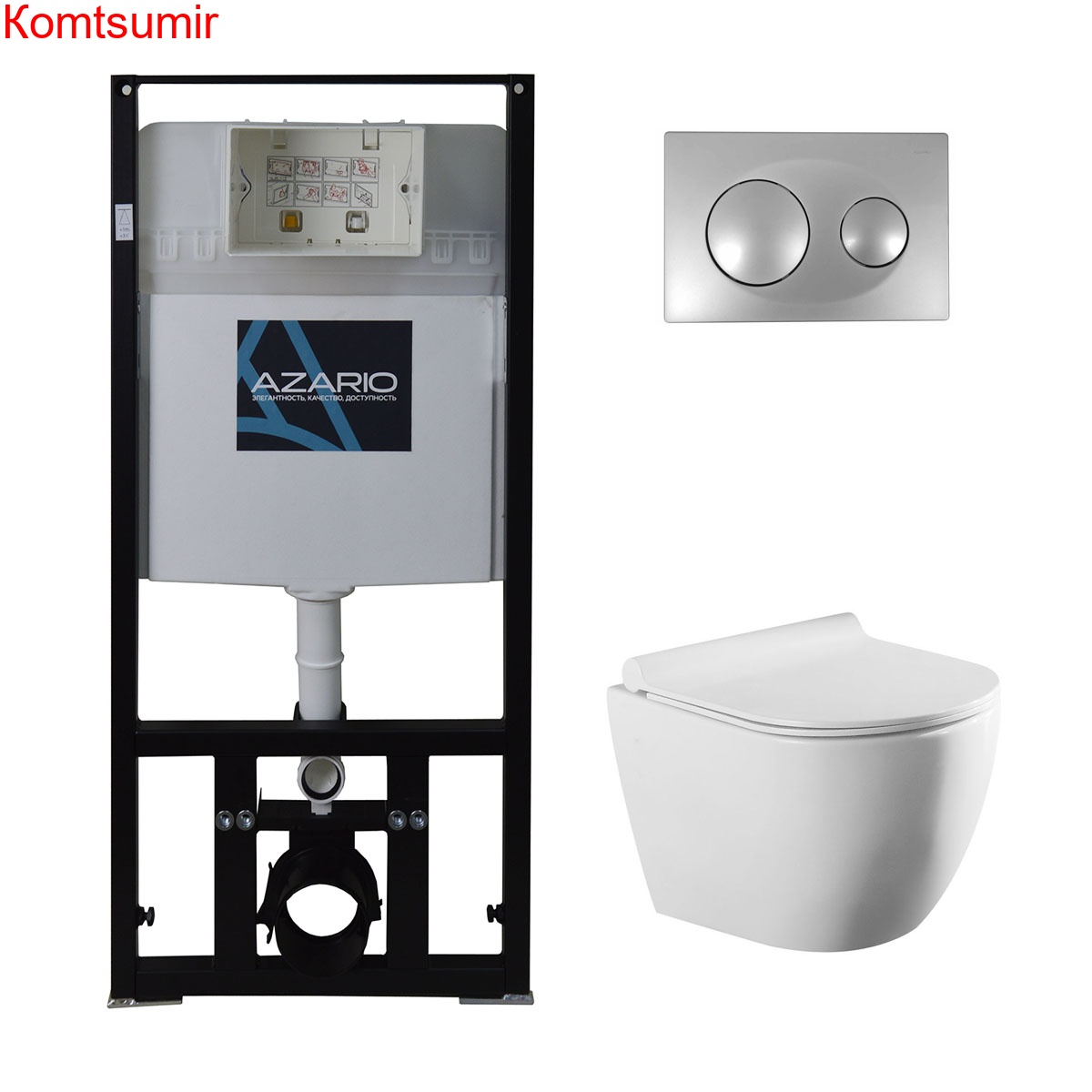 Сет AZARIO инсталляция с панелью смыва + унитаз Geno с сиденьем микролифт+ клавиша 0011