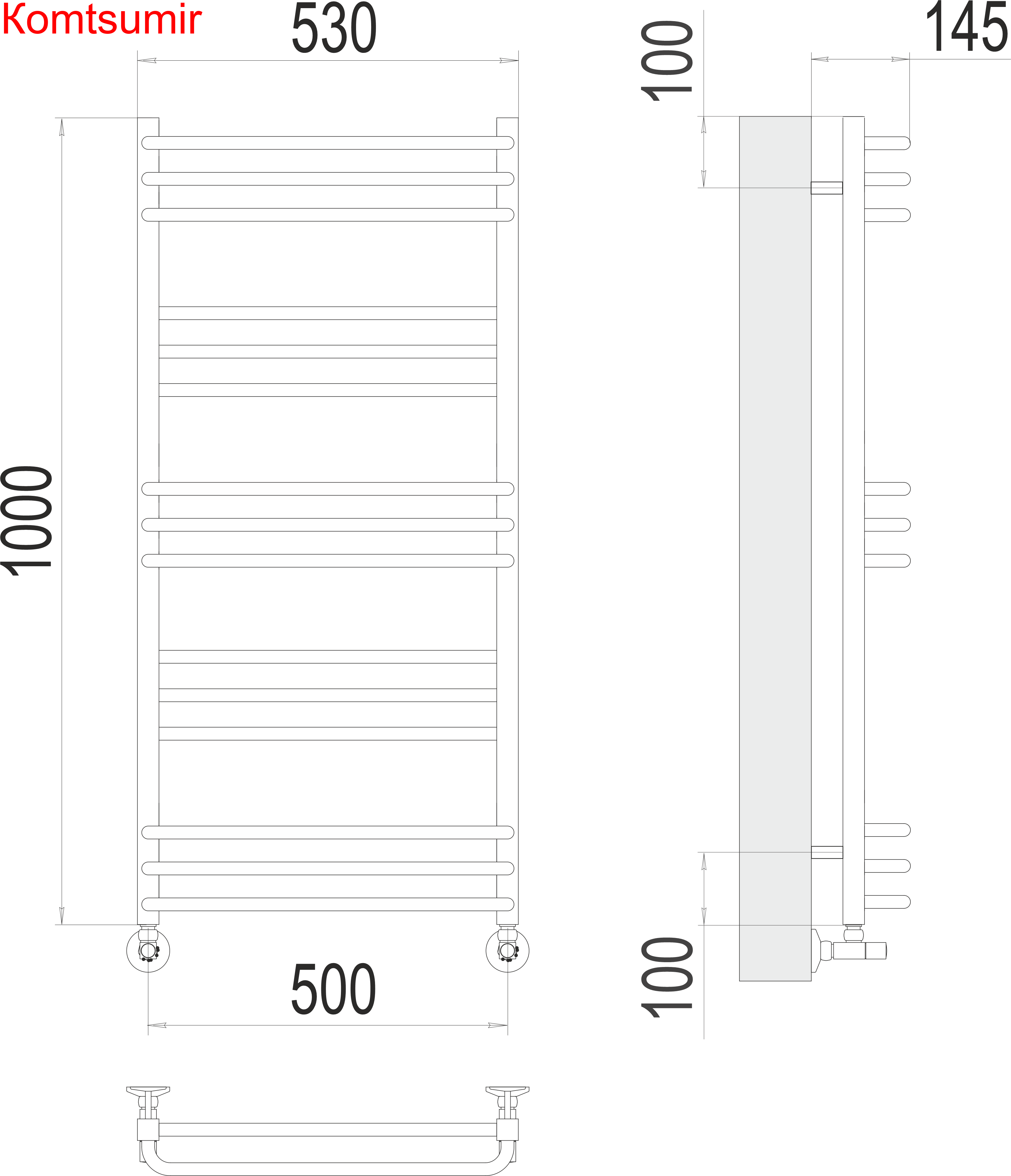 Соренто П15 500х1000 Полотенцесушитель  TERMINUS