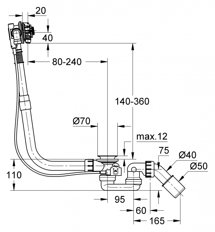 Слив-перелив Grohe Talentofill 28990000 белый, хром, черный