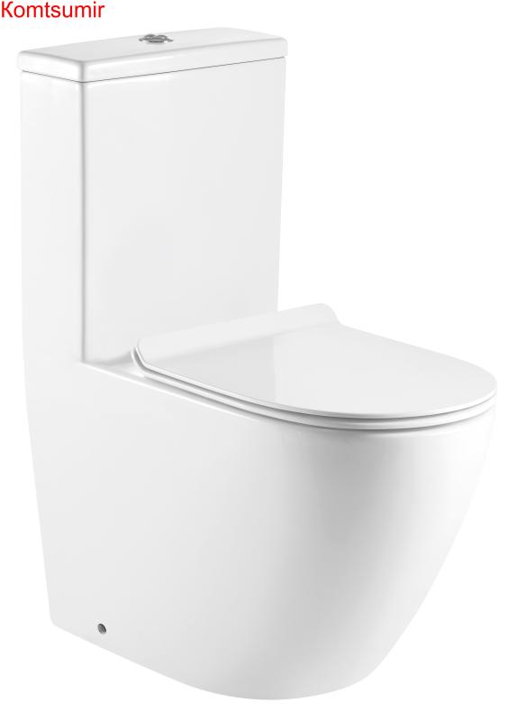 Унитаз-моноблок AZARIO MORANO 680x370х830 напольный, безободковый, в комплекте со смывным механизмом Geberit и сиденьем дюропласт микролифт (AZ-1001-G)