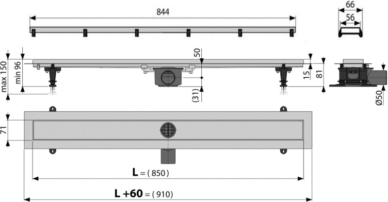 Душевой лоток AlcaPlast Double APZ13 85 см хром