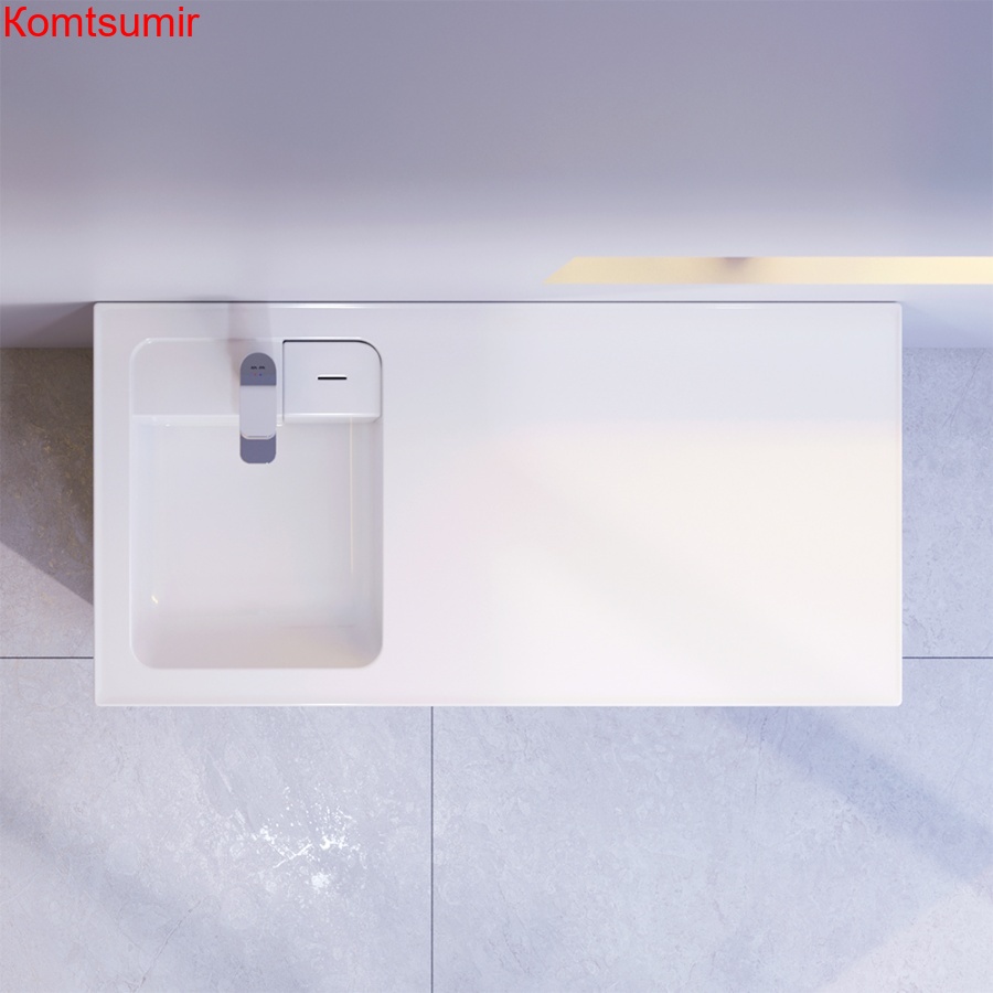 M85AWPL1001WG X-Joy,  Раковина над стиральной машиной, литьевой мрамор, левая, 100 см, белый глянец