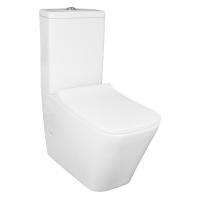 Унитаз-компакт Azario Quadro 605x340x810 напольный, безободковый с сидением микролифт и арматурой, белый (AZ-2175)