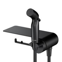 AM.PM F0H8F922 Func, гигиенический набор со смесителем для душа с полкой, черный, шт.