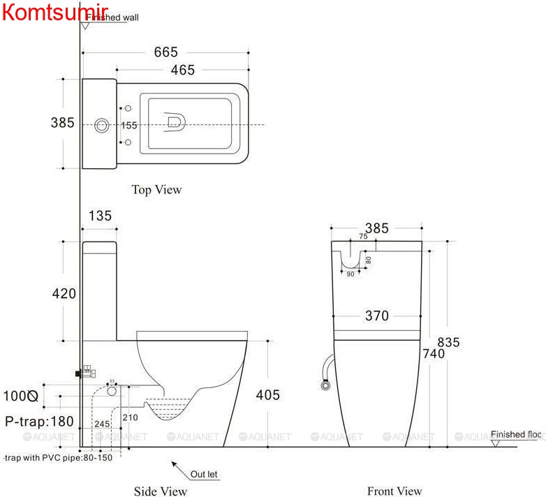 Унитаз напольный Aquanet Rimless Tavr-C1 BL-103N-TPT