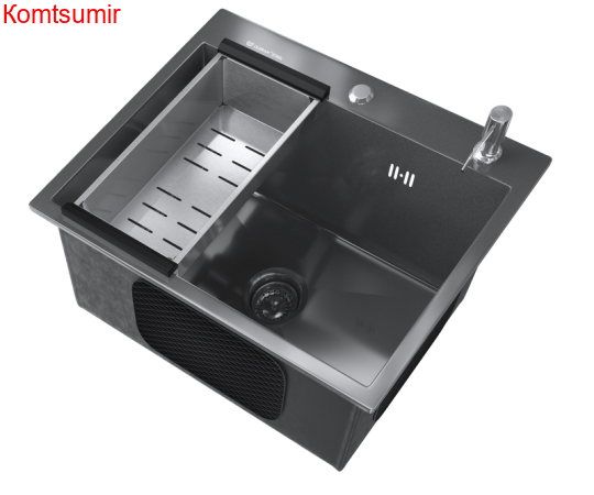 Кухонная мойка ULGRAN Steel 500 x 450 цвет «черная брашированная сталь»