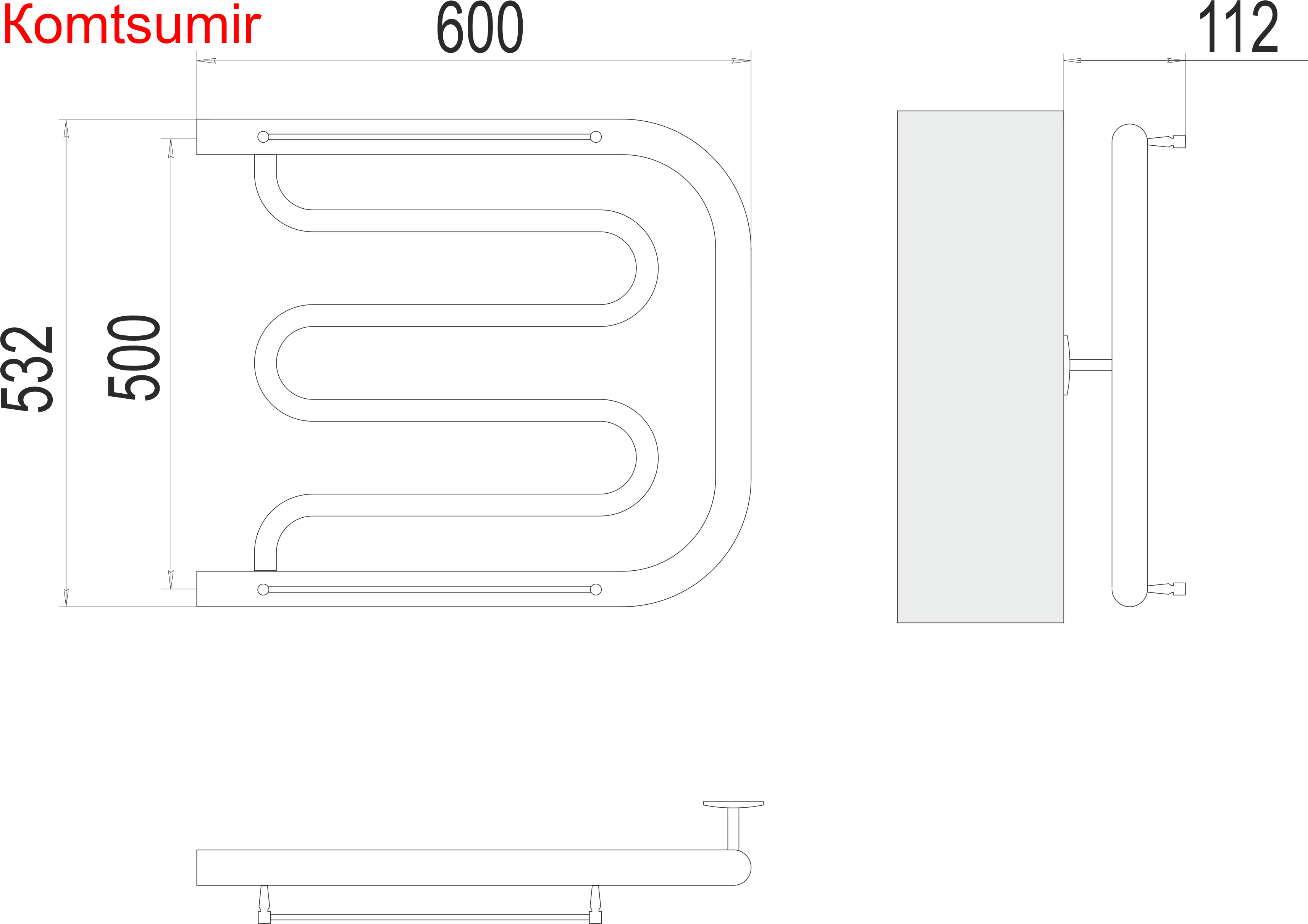 Фокстрот БШ 500х600 Полотенцесушитель   TERMINUS