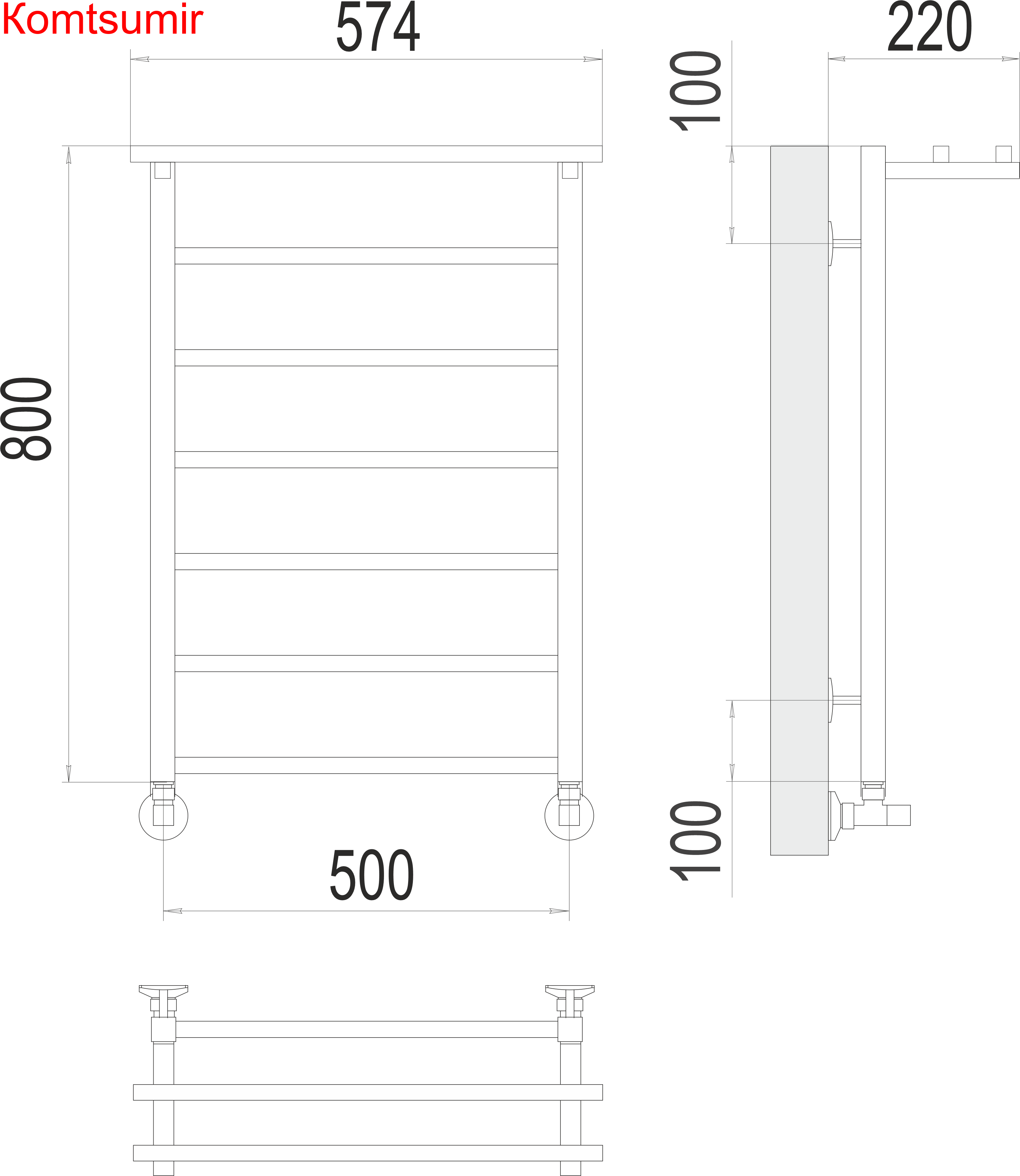 Контур с/п П7 500х800 Полотенцесушитель  TERMINUS