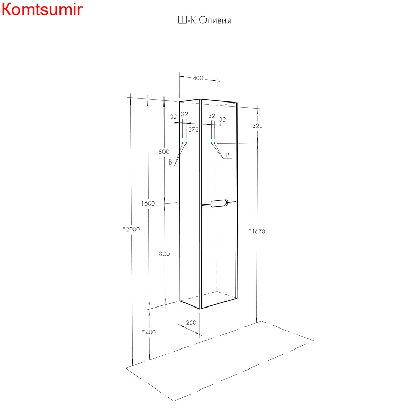 Пенал Aquaton Оливия 40 подвесной, цвет белый матовый (1A254603OL010)