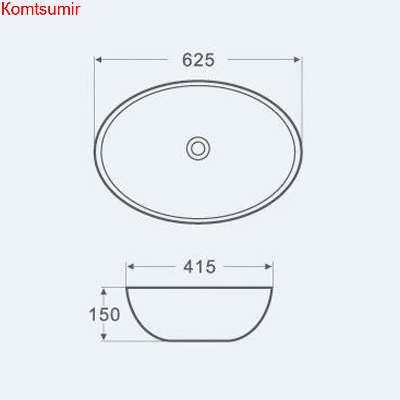 Раковина Azario 625х415х150 накладная, белый (AZ-3077 )