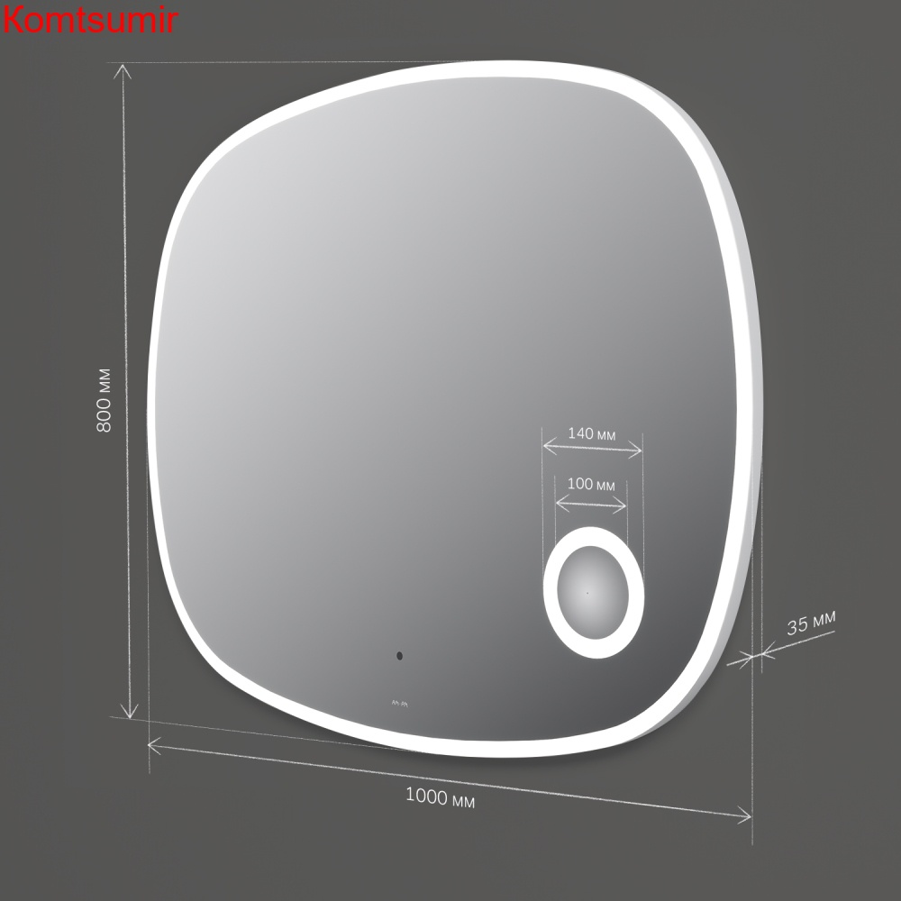 M8FMOX1003SA Func, Зеркало настенное с контурной LED-подсветкой, ИК сенсором и косметическим зеркало M8FMOX1003SA Func, Зеркало настенное с контурной LED-подсветкой, ИК сенсором и косметическим зеркало
