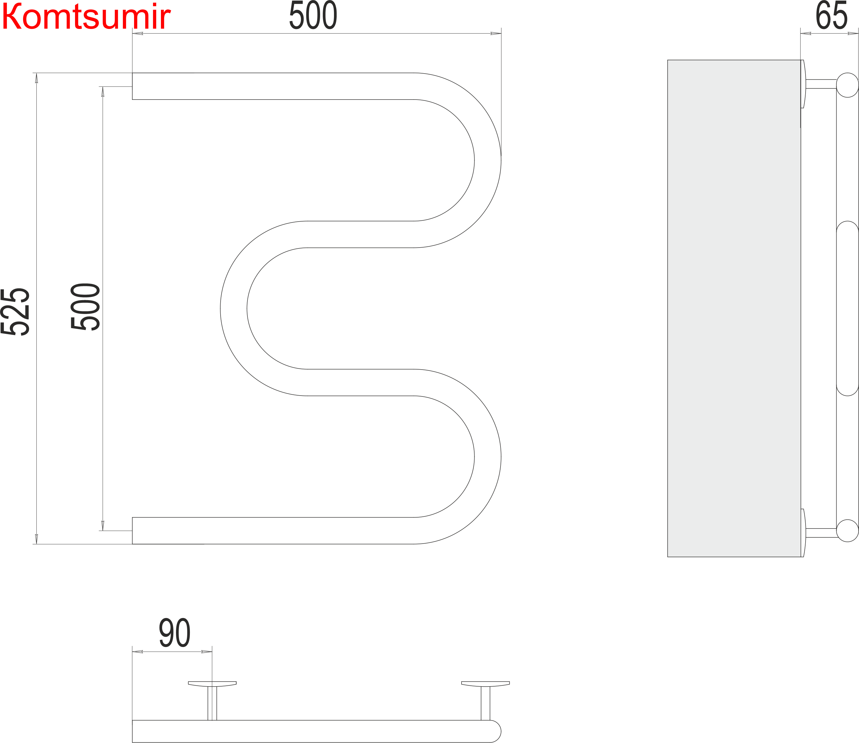Электро 25 М-обр 500х500 Полотенцесушитель  TERMINUS
