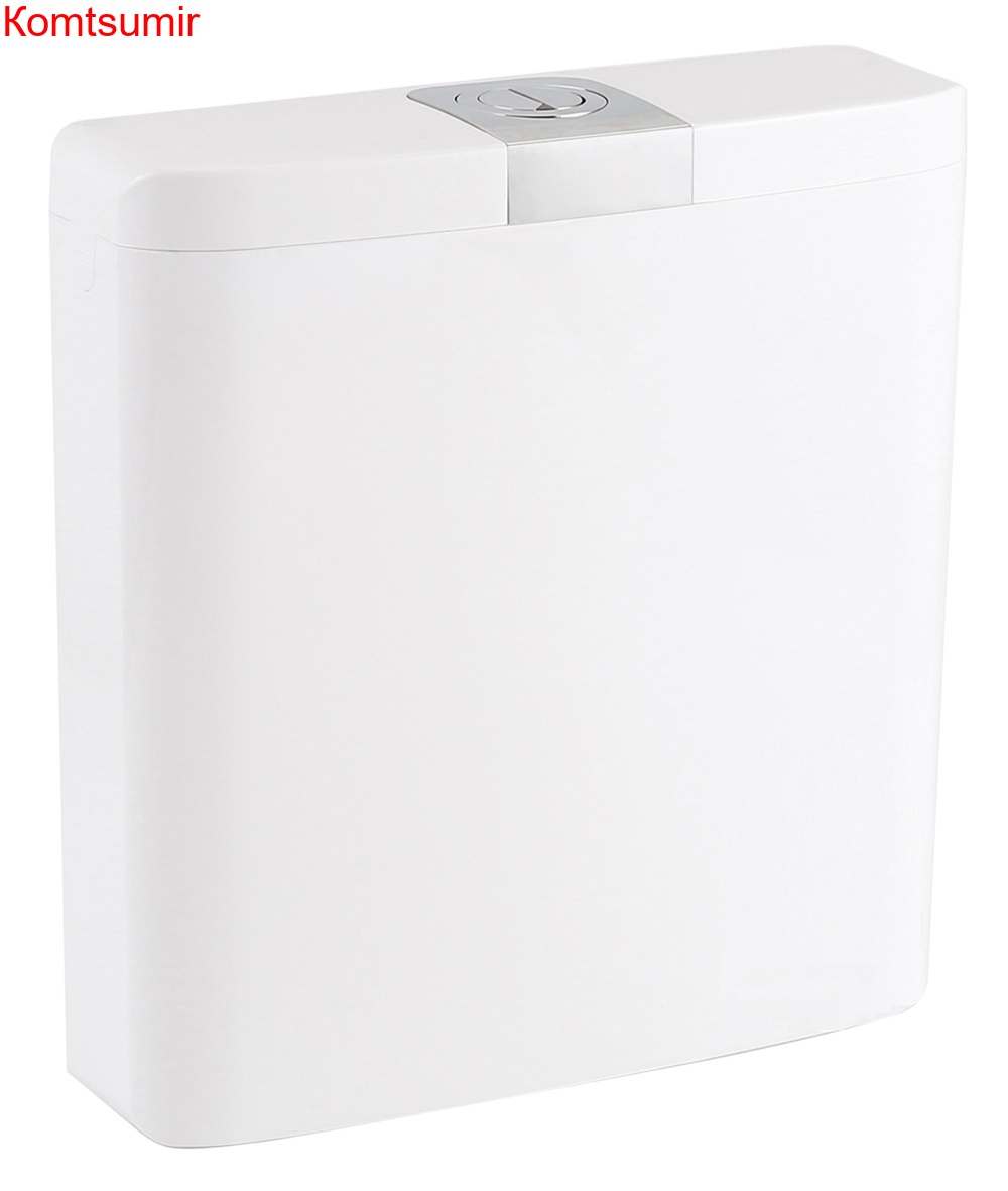 Бачок пластиковый AZARIO 375x115x390 с соединительной трубой, белый (AZ-214)