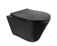 Унитаз подвесной безободковый HOLLER SHELL MB (480*365*360мм, сиденье дюропласт, микролифт) черный матовый