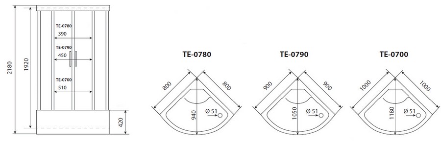 Timo eco TE-0780 Р душевая кабина (80*80*218), шт Timo eco TE-0780 Р душевая кабина (80*80*218), шт