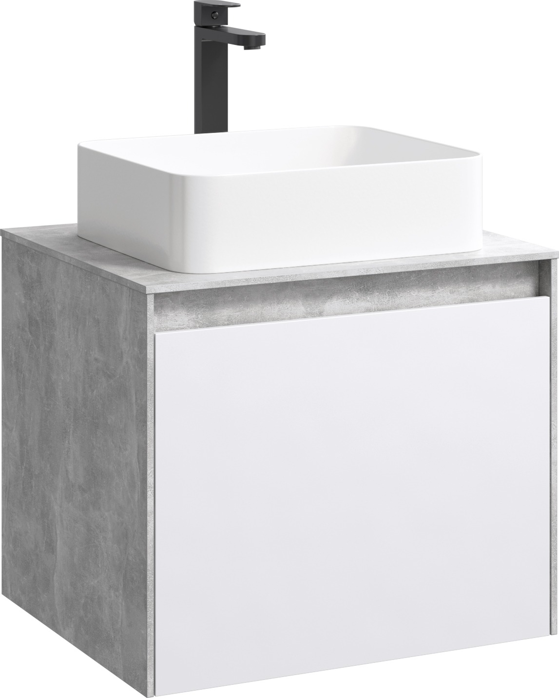 Тумба с раковиной Aqwella 5 stars Mobi 60 бетон светлый, белая
