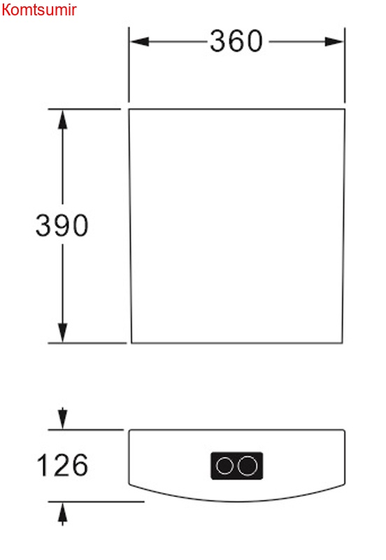 Бачок пластиковый AZARIO 360x126x390 с соединительной трубой, белый (AZ-206)