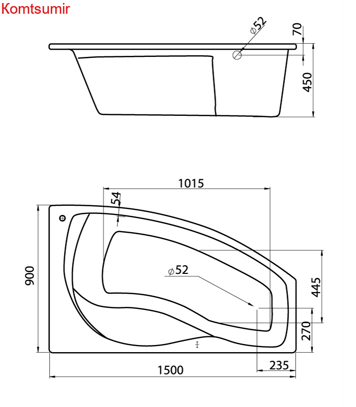 Ванна акриловая Santek Майорка асимметричная 150х90, правосторонняя, белая Ванна акриловая Santek Майорка асимметричная 150х90, правосторонняя, белая