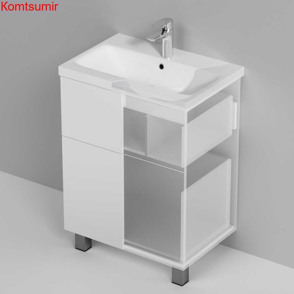 M90FSX06022WG32 GEM, База под раковину, напольная, 60 см, 2 ящика push-to-open, цвет: белый, глянец