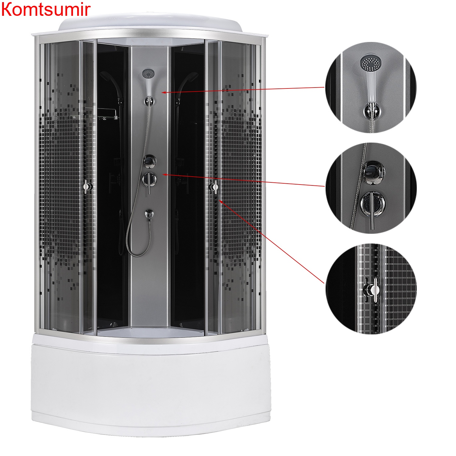 Душевая кабина Loranto 90x90x215 поддон 40 см, 4 мм прозрачное стекло с рисунком "мозайка" (CS-986ТМ/G) Душевая кабина Loranto 90x90x215 поддон 40 см, 4 мм прозрачное стекло с рисунком "мозайка" (CS-986ТМ/G)