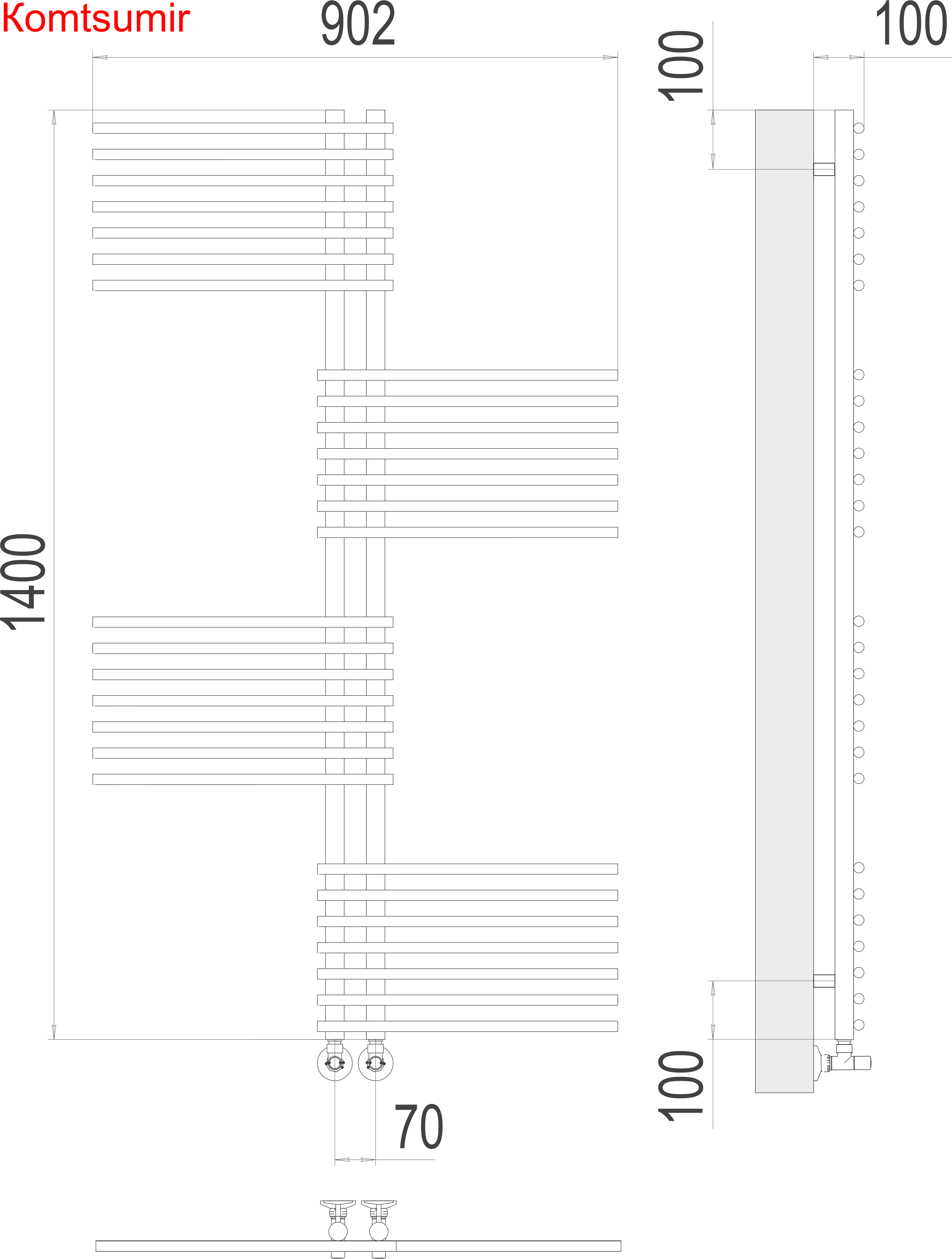 Европа П28 70х1400 Полотенцесушитель  TERMINUS