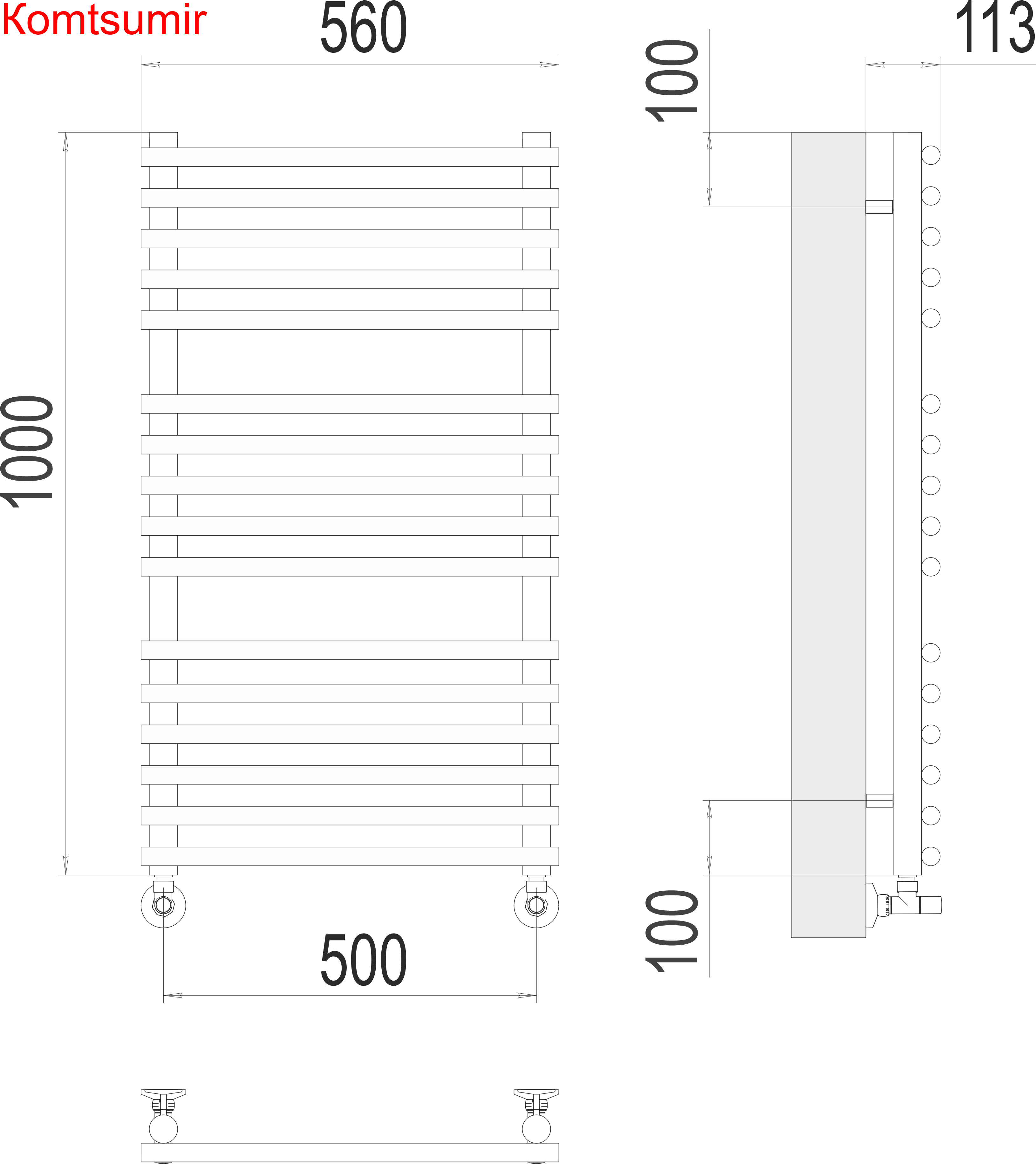 Кремона П16 500х1000 Полотенцесушитель  TERMINUS