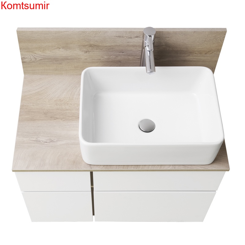 Тумба под раковину AQUATON Мишель 80 подвесная, Дуб Эндгрейн/Белый 1A244501MIX40