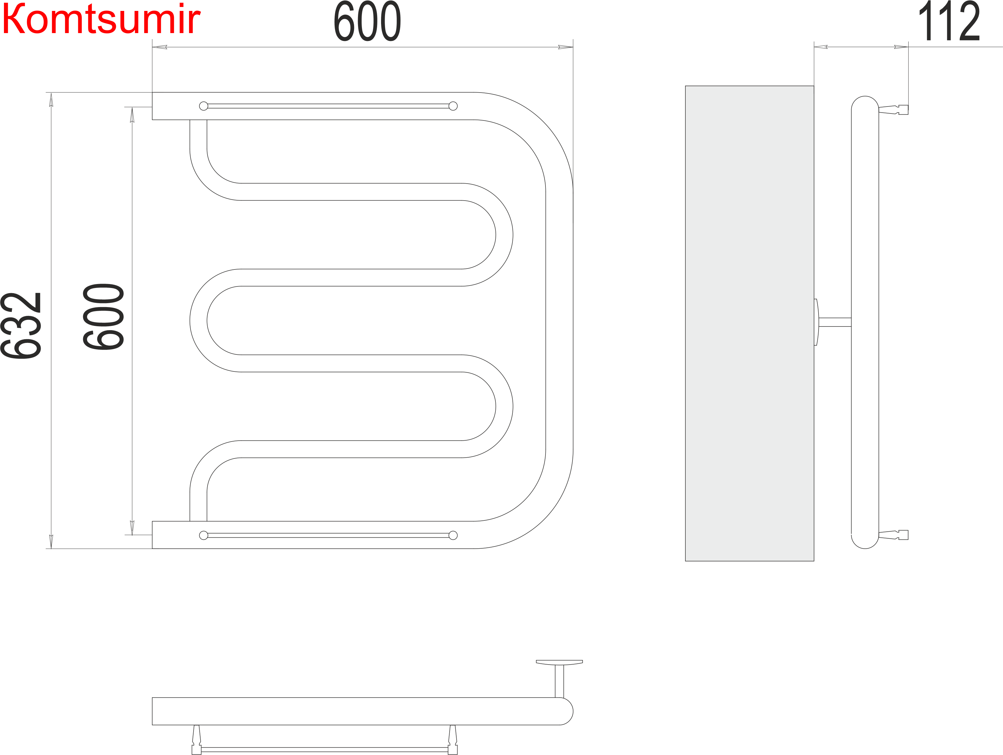 Фокстрот БШ 600х600 Полотенцесушитель TERMINUS