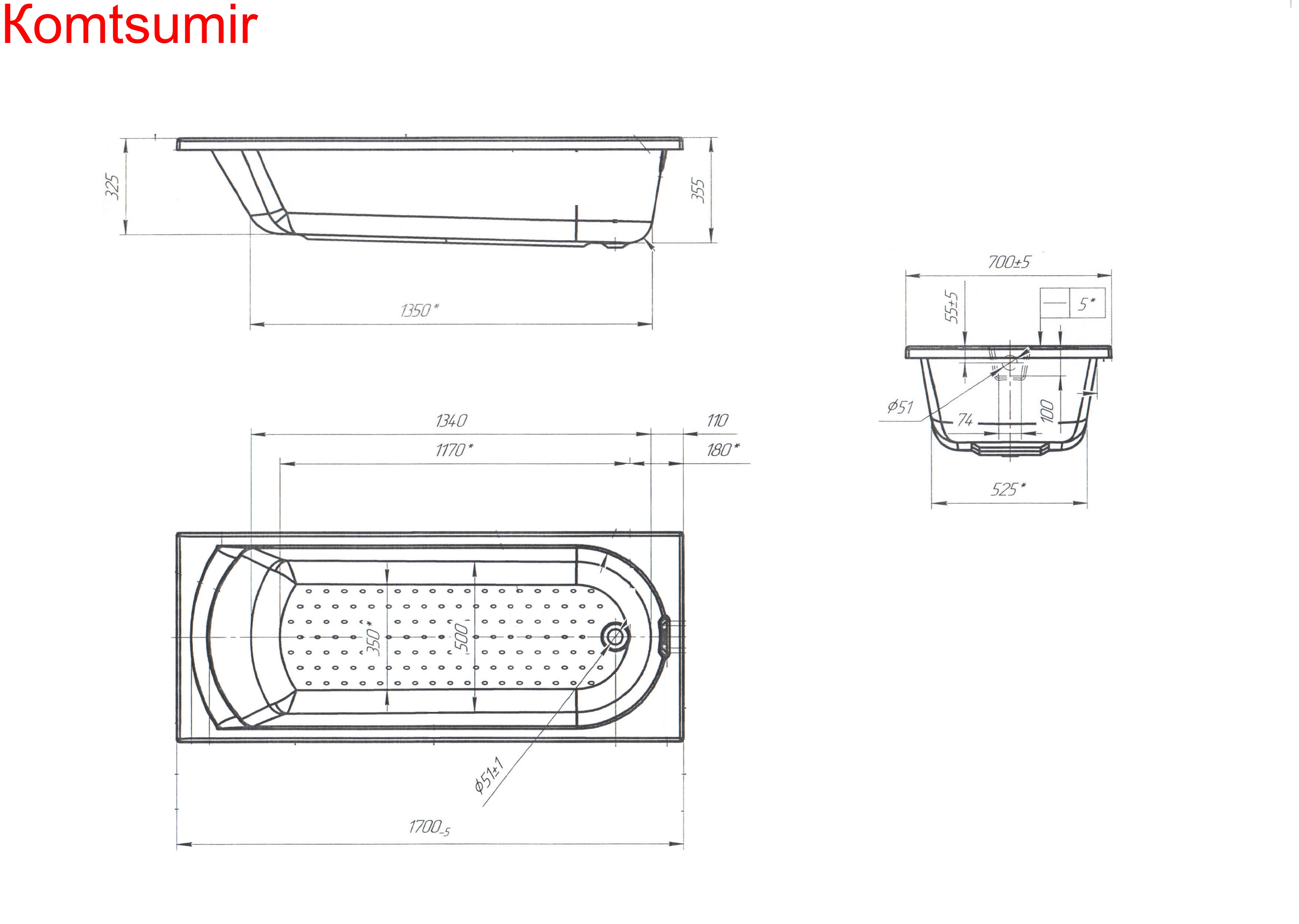 Акриловая ванна 1Marka Ванна Poseidon Lily 170x70 Акриловая ванна 1Marka Ванна Poseidon Lily 170x70