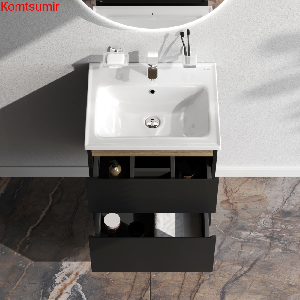 M85AFHX0552BM X-Joy, База под раковину, подвесная, 55 см, 2 ящика, черный матовый M85AFHX0552BM X-Joy, База под раковину, подвесная, 55 см, 2 ящика, черный матовый
