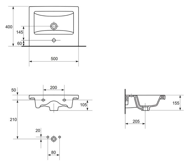 Мебельная раковина Cersanit Como 50