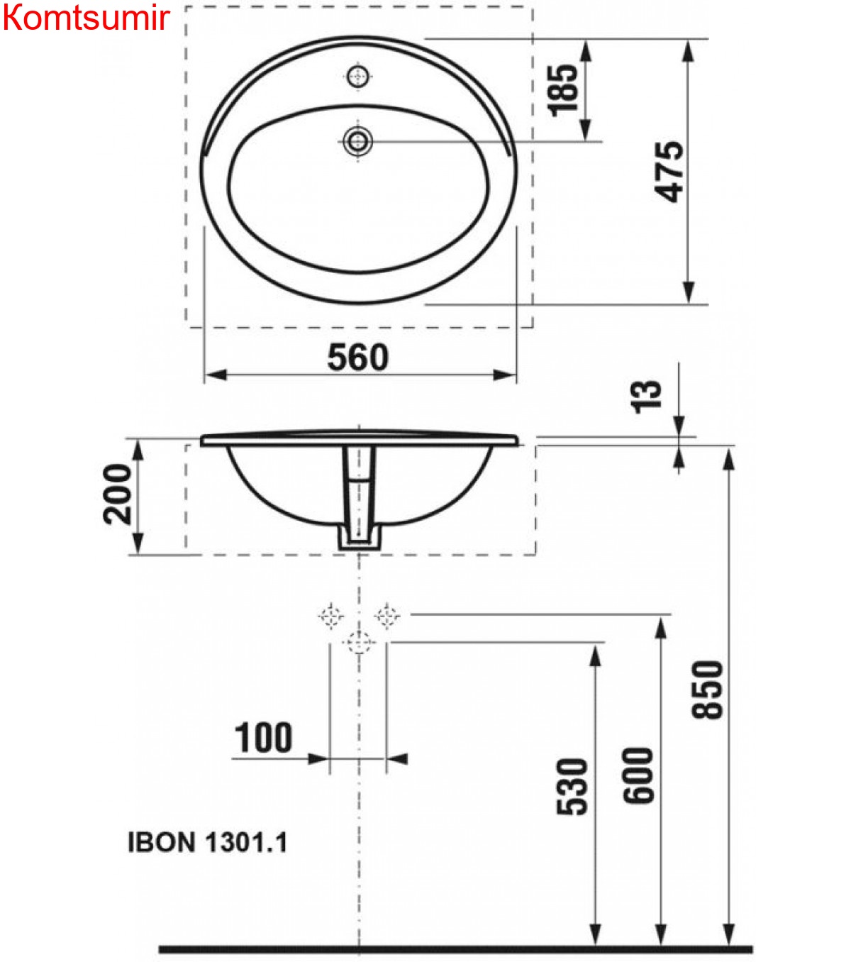 Раковина встраиваемая сверху Roca Adora 56х47х20, фаянс, цвет Белый (7.3272.0.300.0)
