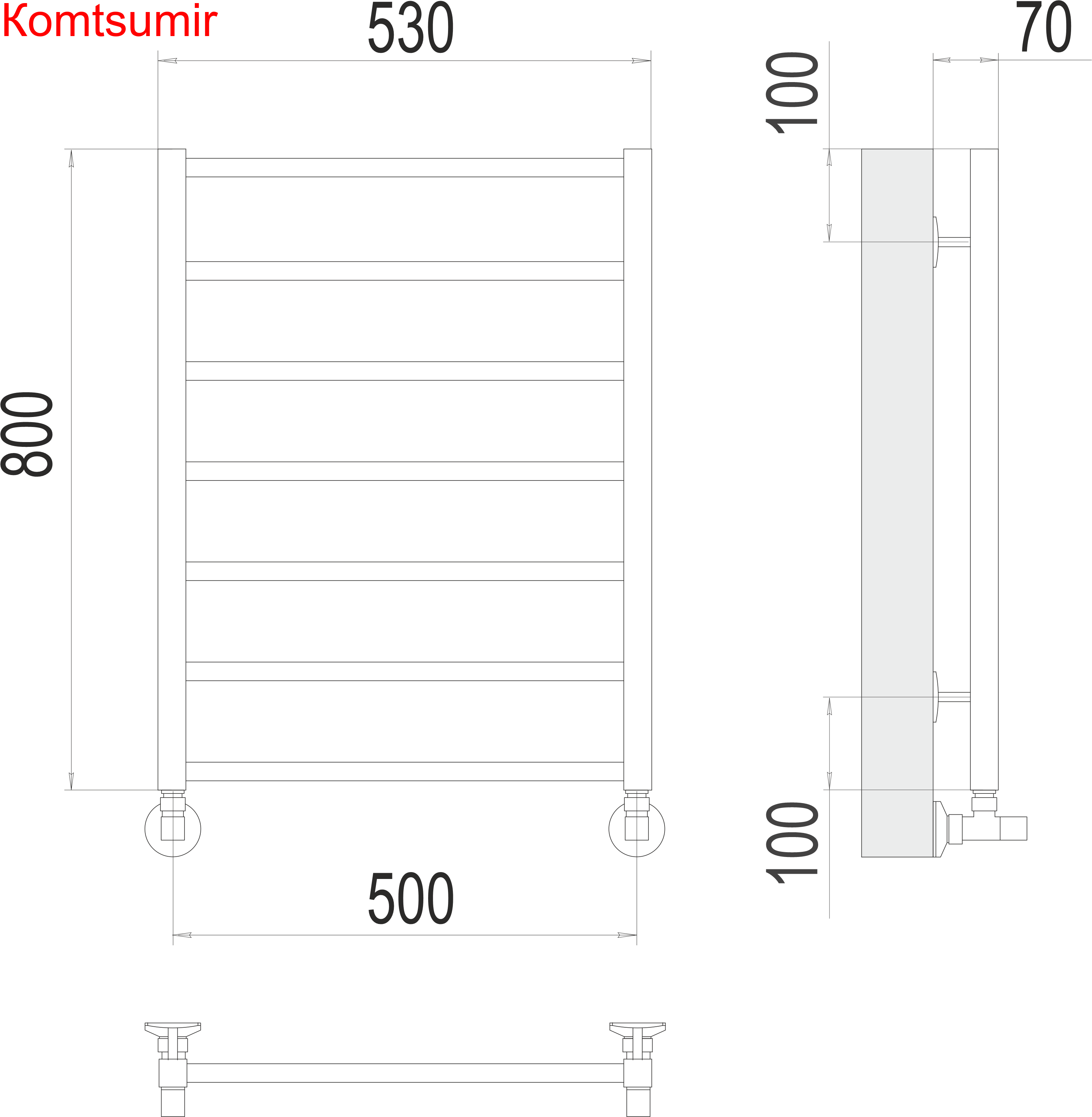 Контур П7 500х800 Полотенцесушитель  TERMINUS