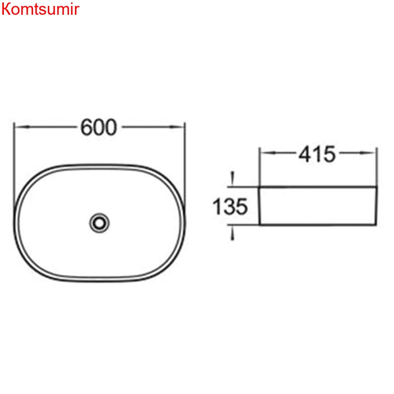 Раковина Azario накладная 600х415х135 белый глянец (AZ-2143P SP)
