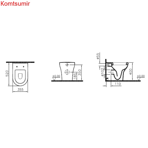 Унитаз подвесной VitrA Zentrum 55795B003-0075 безободковый с сиденьем