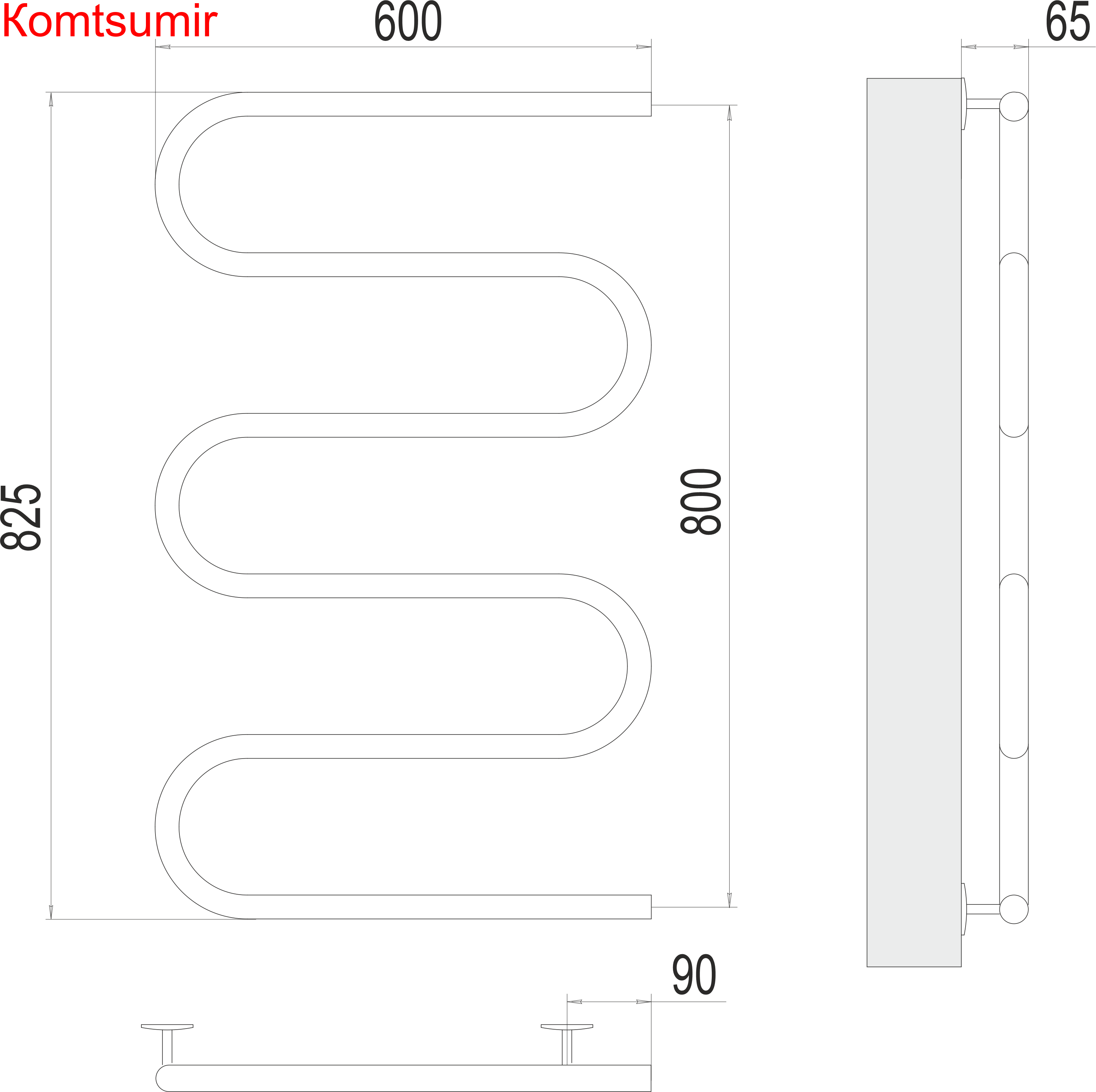 Электро 25 Ш-обр 600х800 Полотенцесушитель  TERMINUS