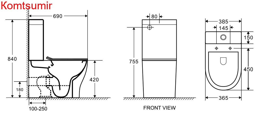 Унитаз напольный Azario Maro 690х385х840 безободковый с бачком и сиденьем микролифт (AZ-2154)