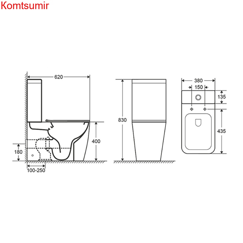 Унитаз напольный Azario LEVANTO 620x380x830 безободковый в комплекте с бачком и сиденьем дюропласт микролифт (AZ-1228A)