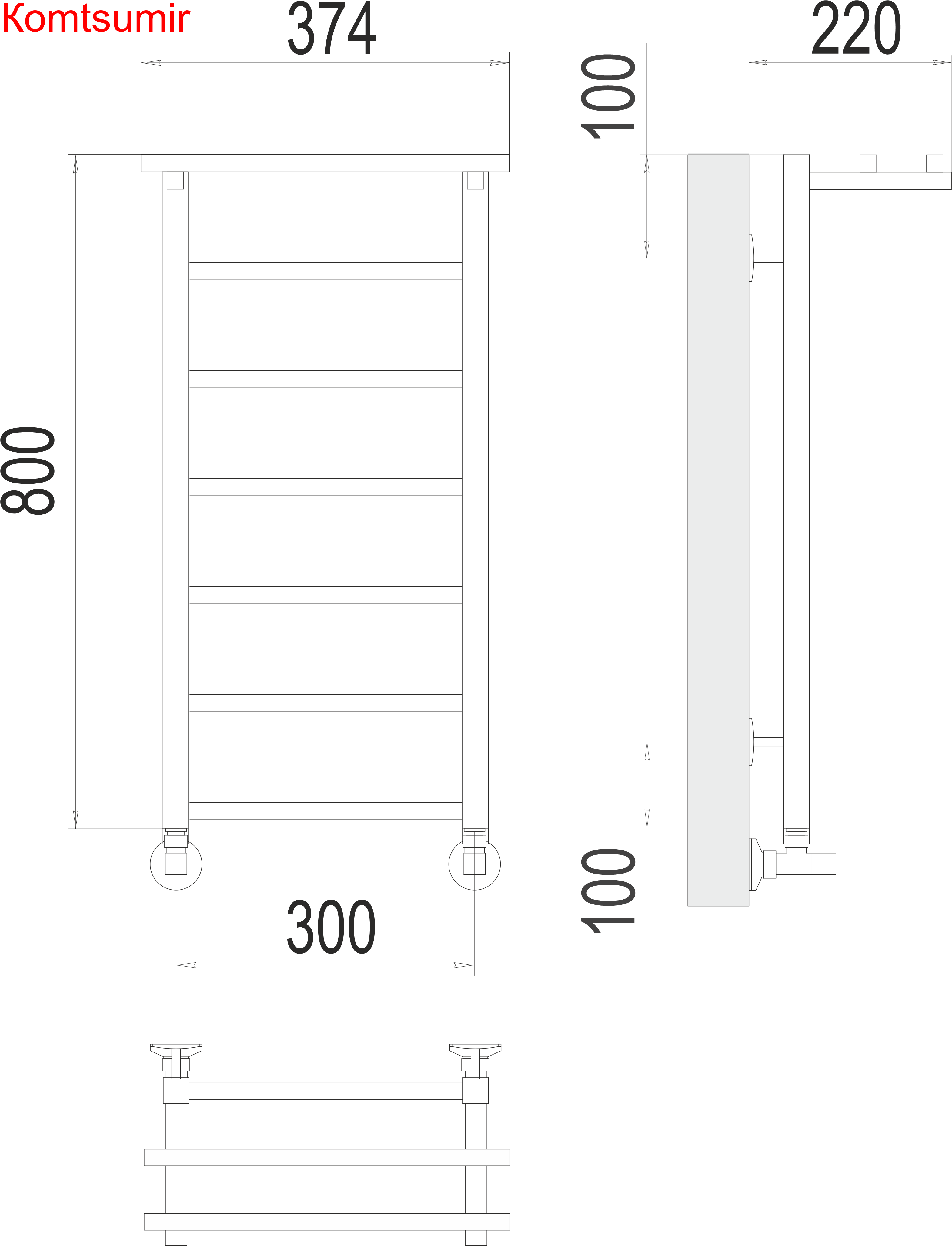Контур с/п П7 300х800 Полотенцесушитель  TERMINUS
